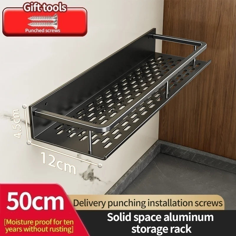 Wall-Mounted Aluminum Kitchen & Bathroom Shelf