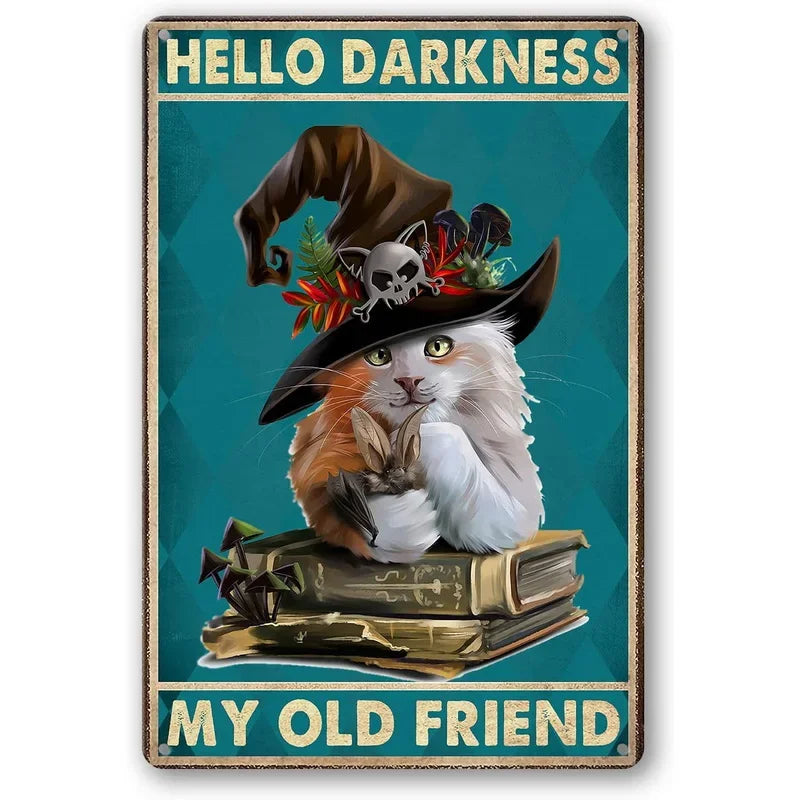 Funny Cat Coffee Metal Wall Sign
