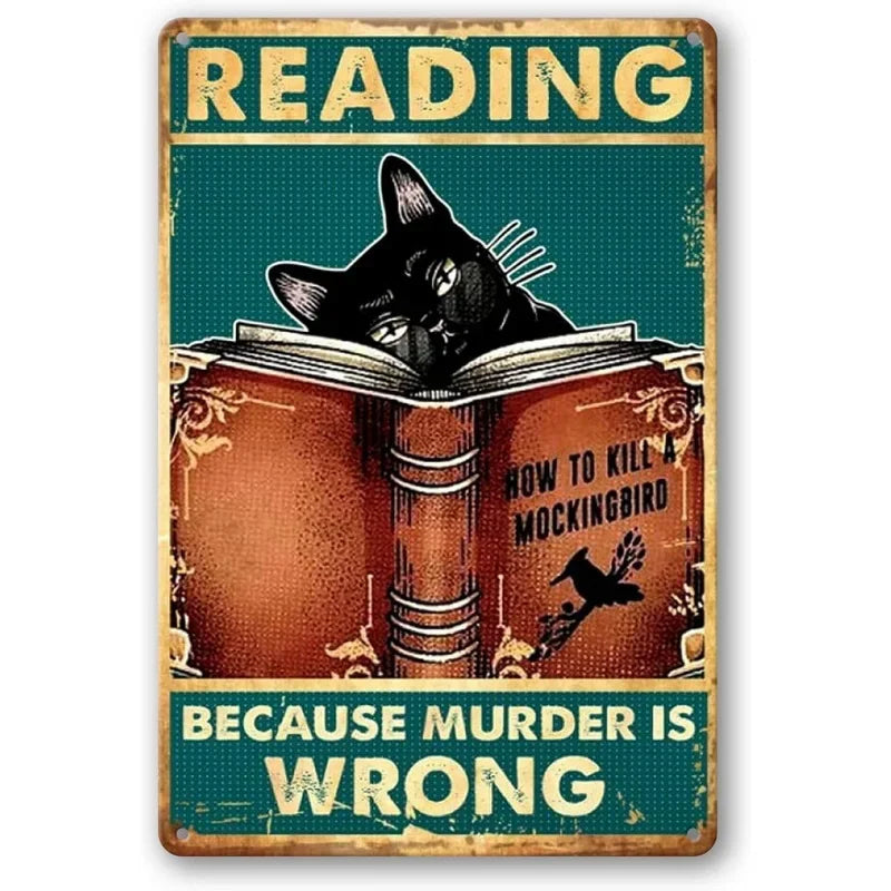 Funny Cat Coffee Metal Wall Sign