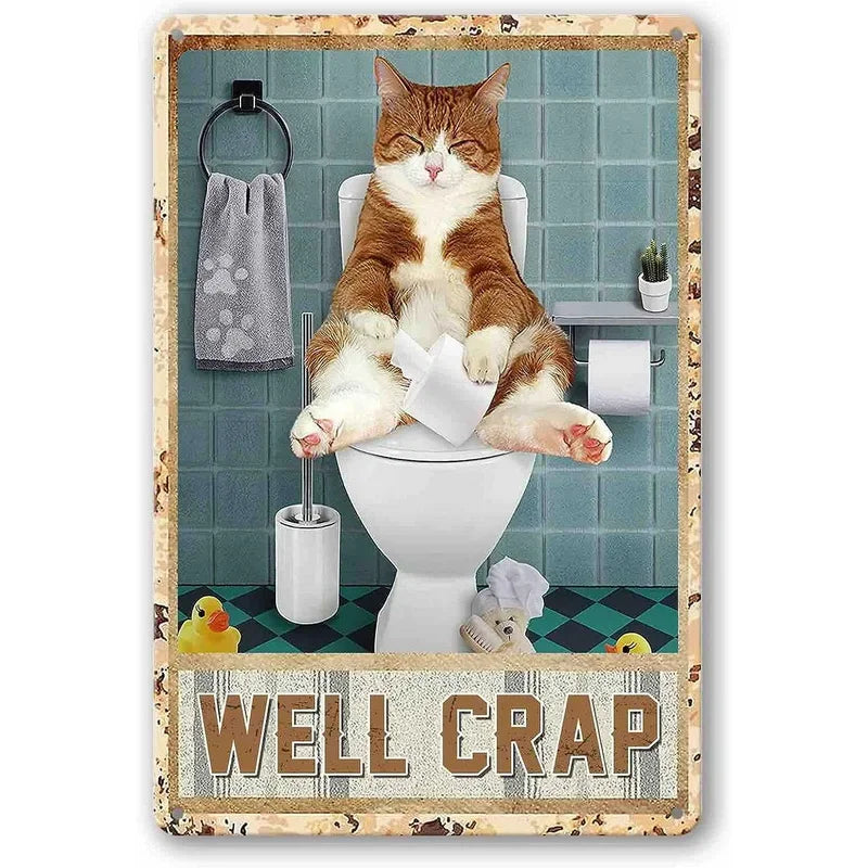 Funny Cat Coffee Metal Wall Sign
