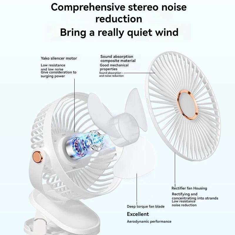 New 3 in 1 Portable Mini Clip Fan Rechargeable Air Circulator Wireless Electric Fan With Led Light Clip-on Home Handheld Fan