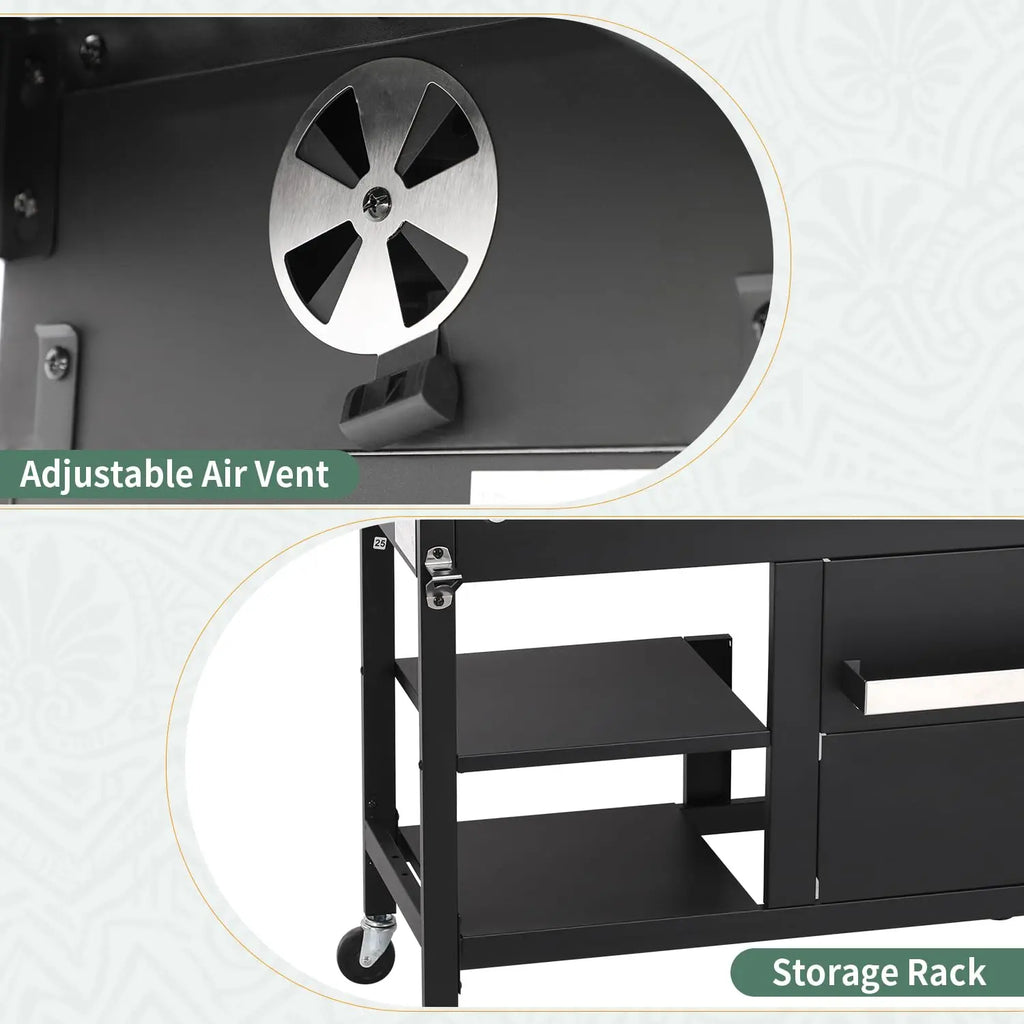 2-Burner Propane Gas & Charcoal Grill Combo with Side Burner