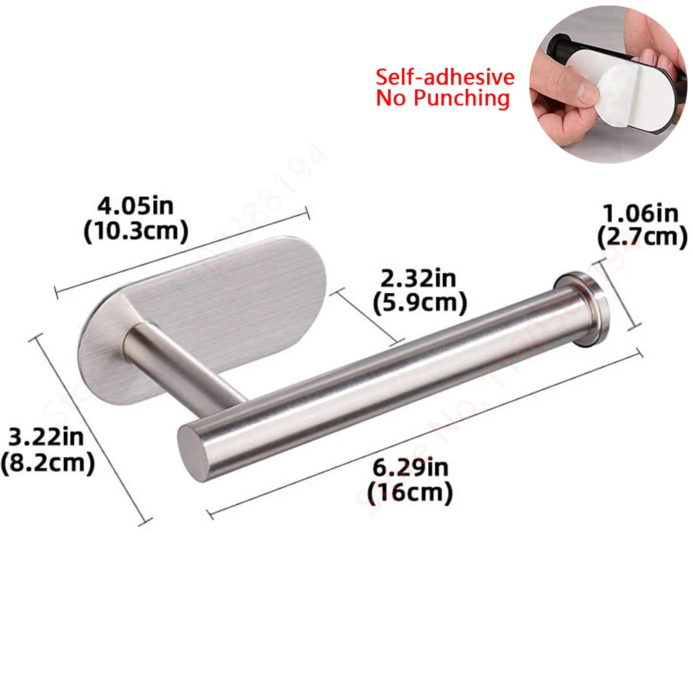 Self-Adhesive Toilet Paper Holder with Shelf