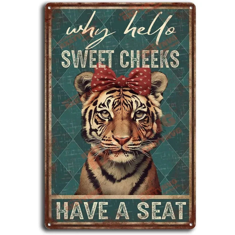 Funny Cat Coffee Metal Wall Sign