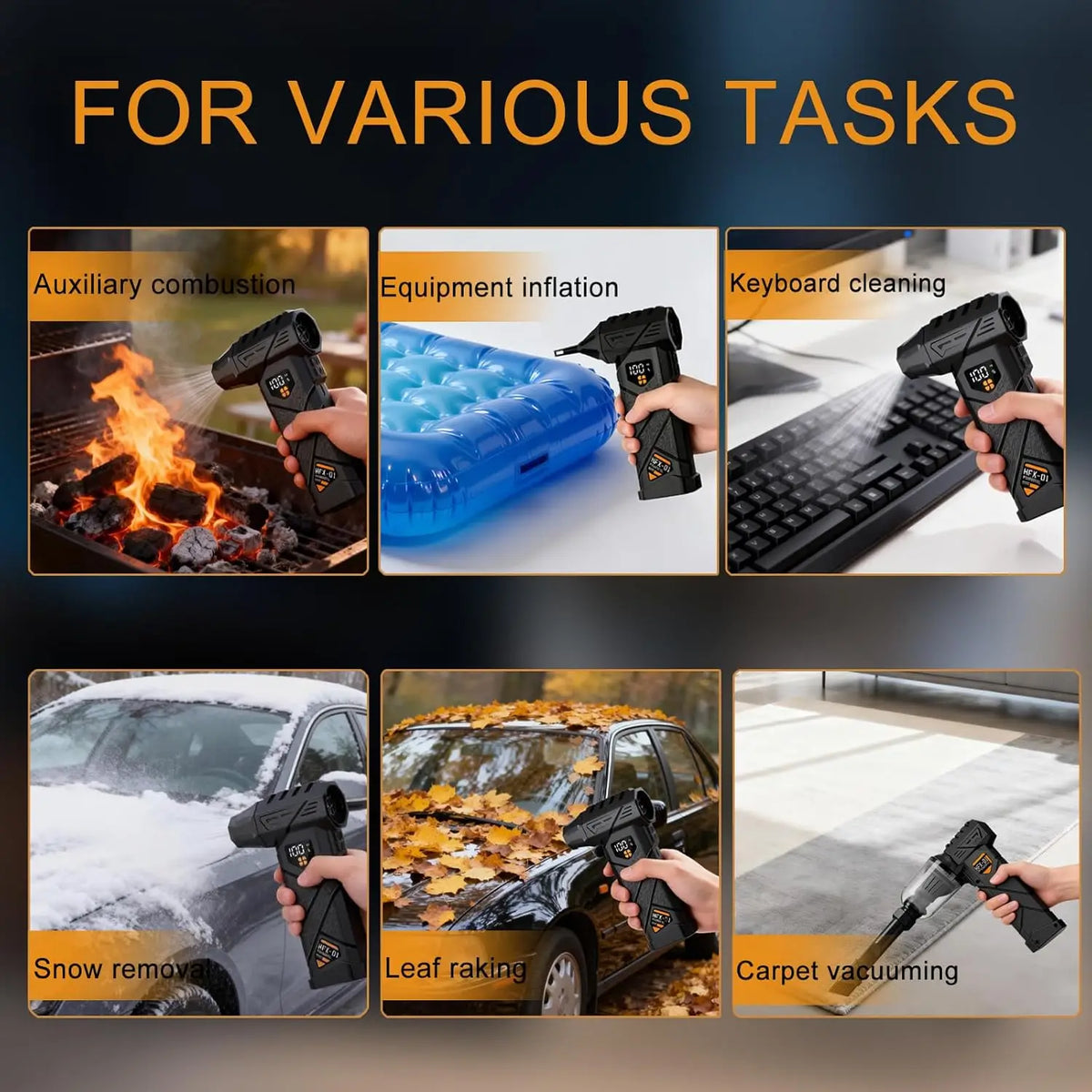 9000000RPH Turbo Jet Blower Violent Brushless Motor USB Rechargeable LED Light Portable Electric Air Duster for Car/PC Cleaning