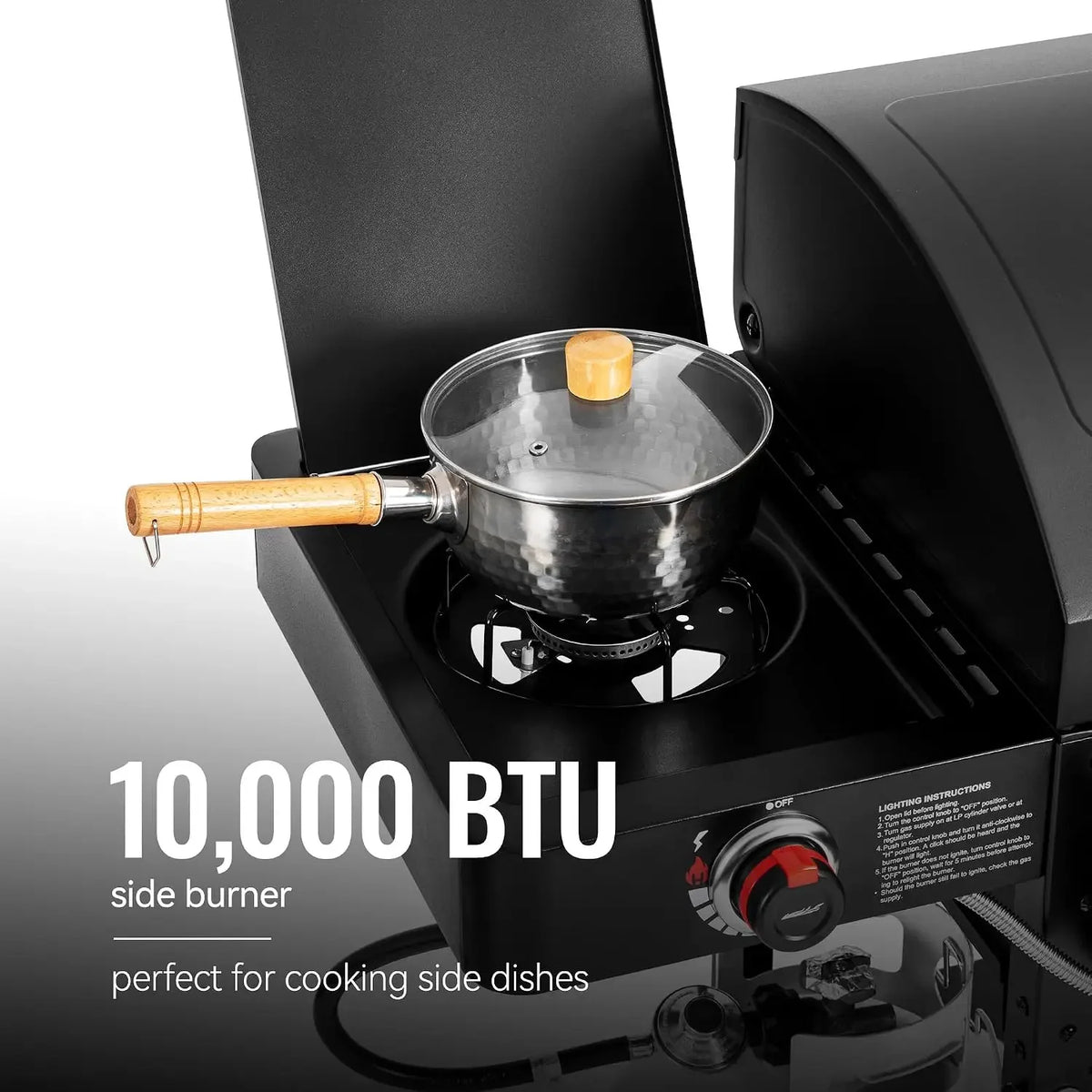 2-Burner Gas & Charcoal Grill Combo with Offset Smoker & Side Burner
