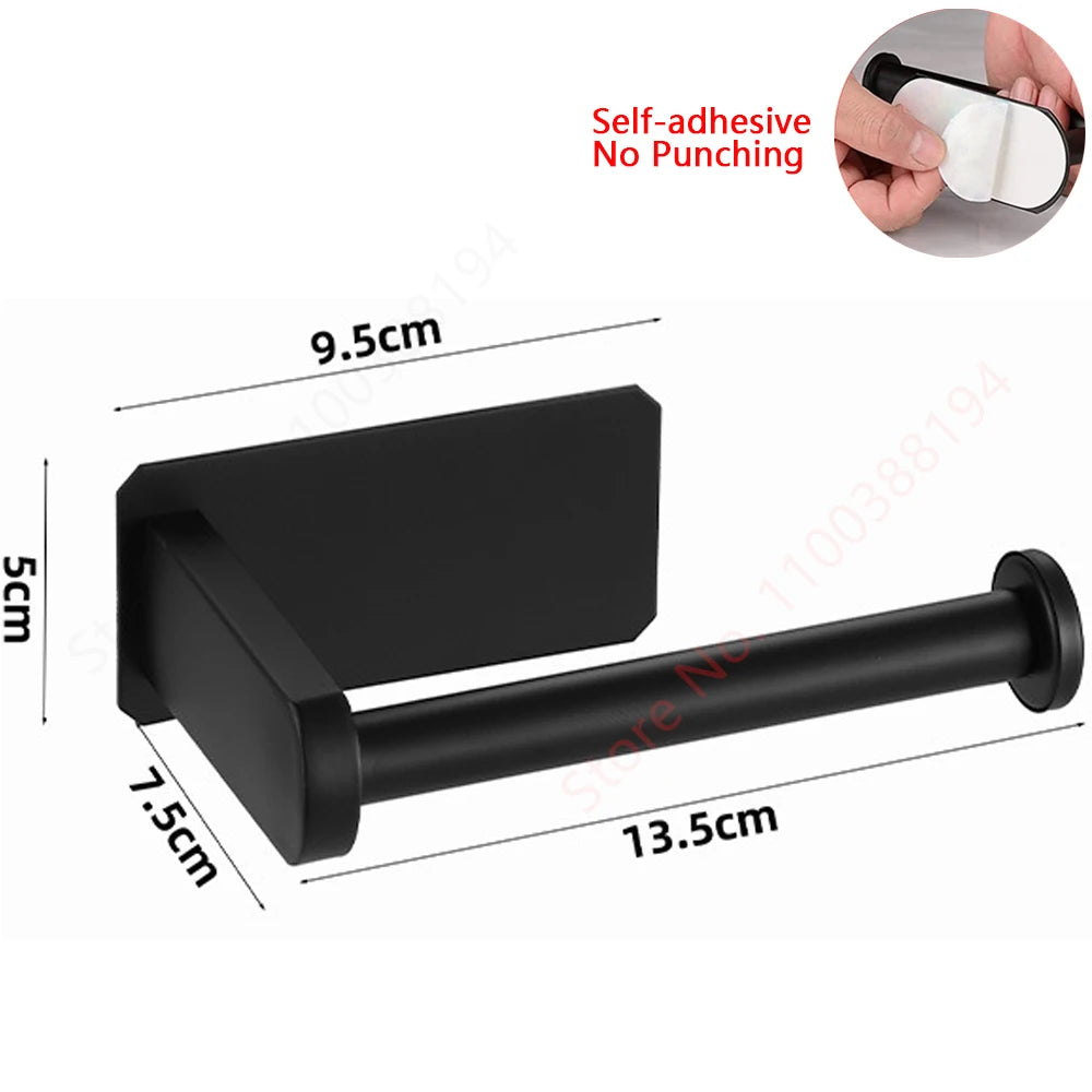 Self-Adhesive Toilet Paper Holder with Shelf