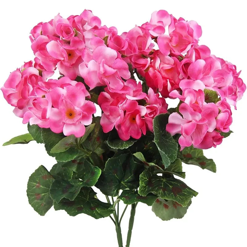 Artificial Red Geranium Flower Bush