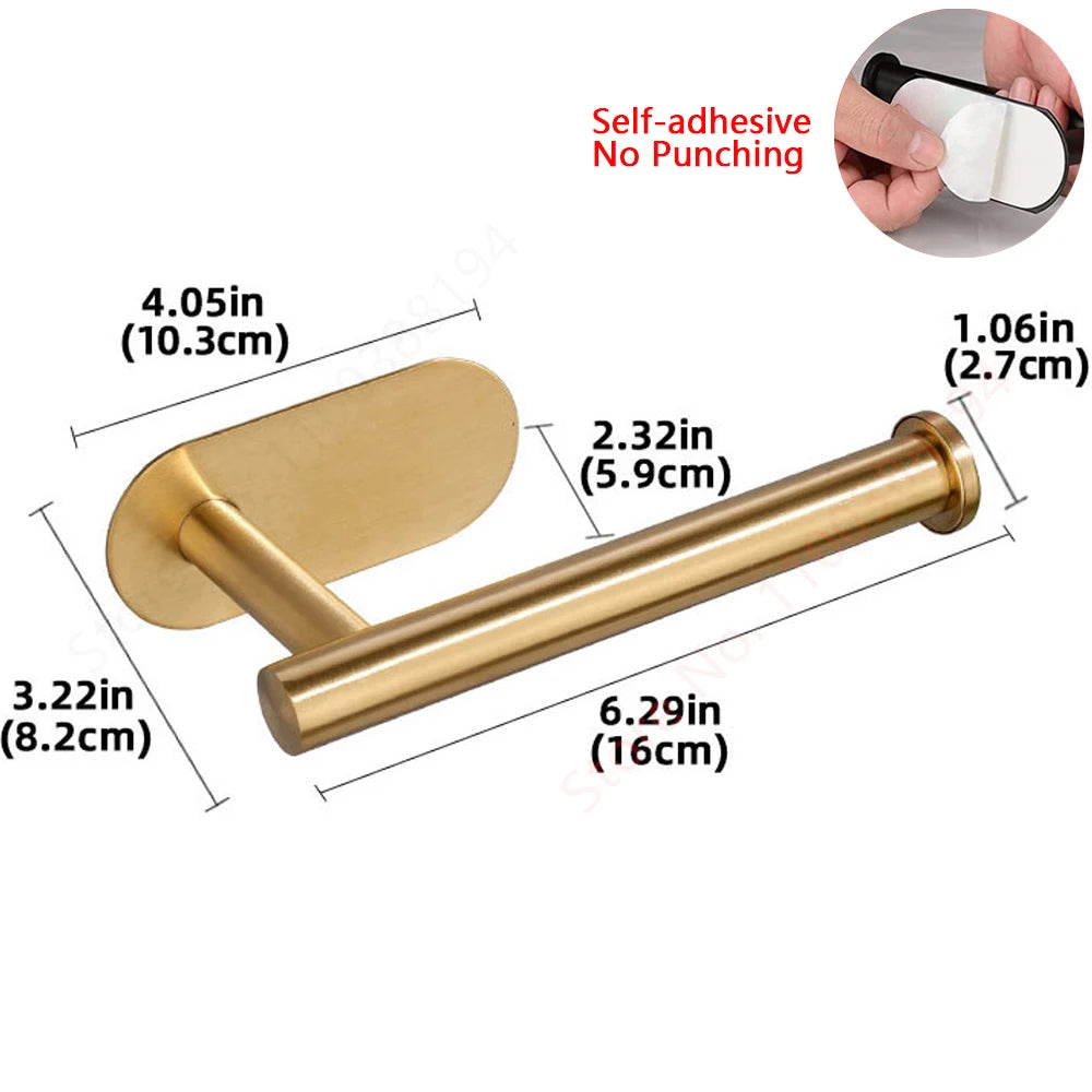 Self-Adhesive Toilet Paper Holder with Shelf