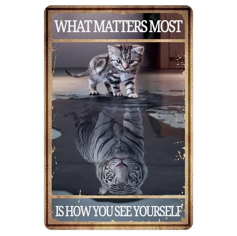 Funny Cat Coffee Metal Wall Sign
