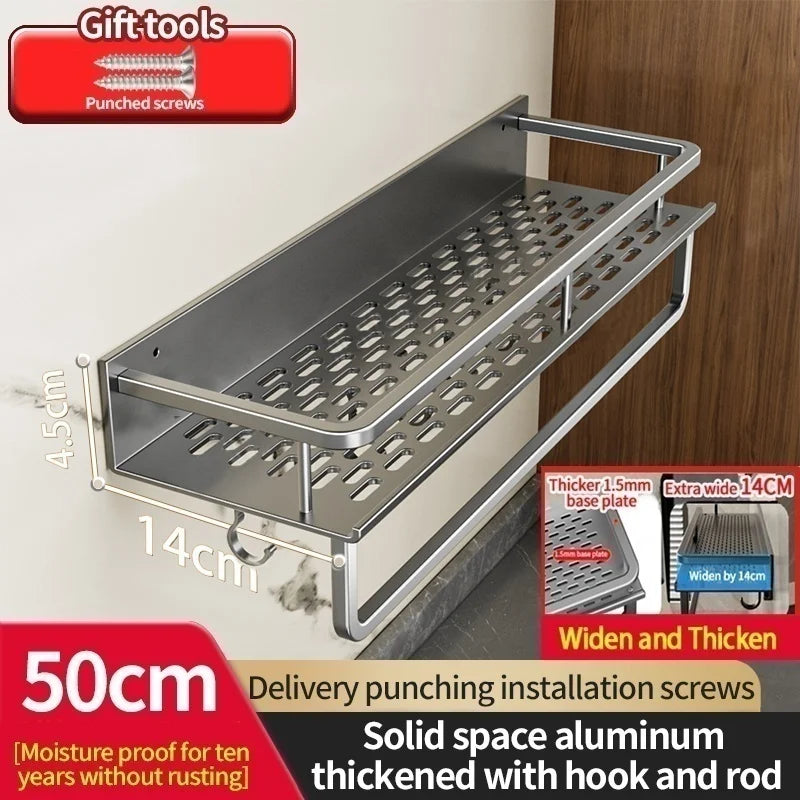 Wall-Mounted Aluminum Kitchen & Bathroom Shelf