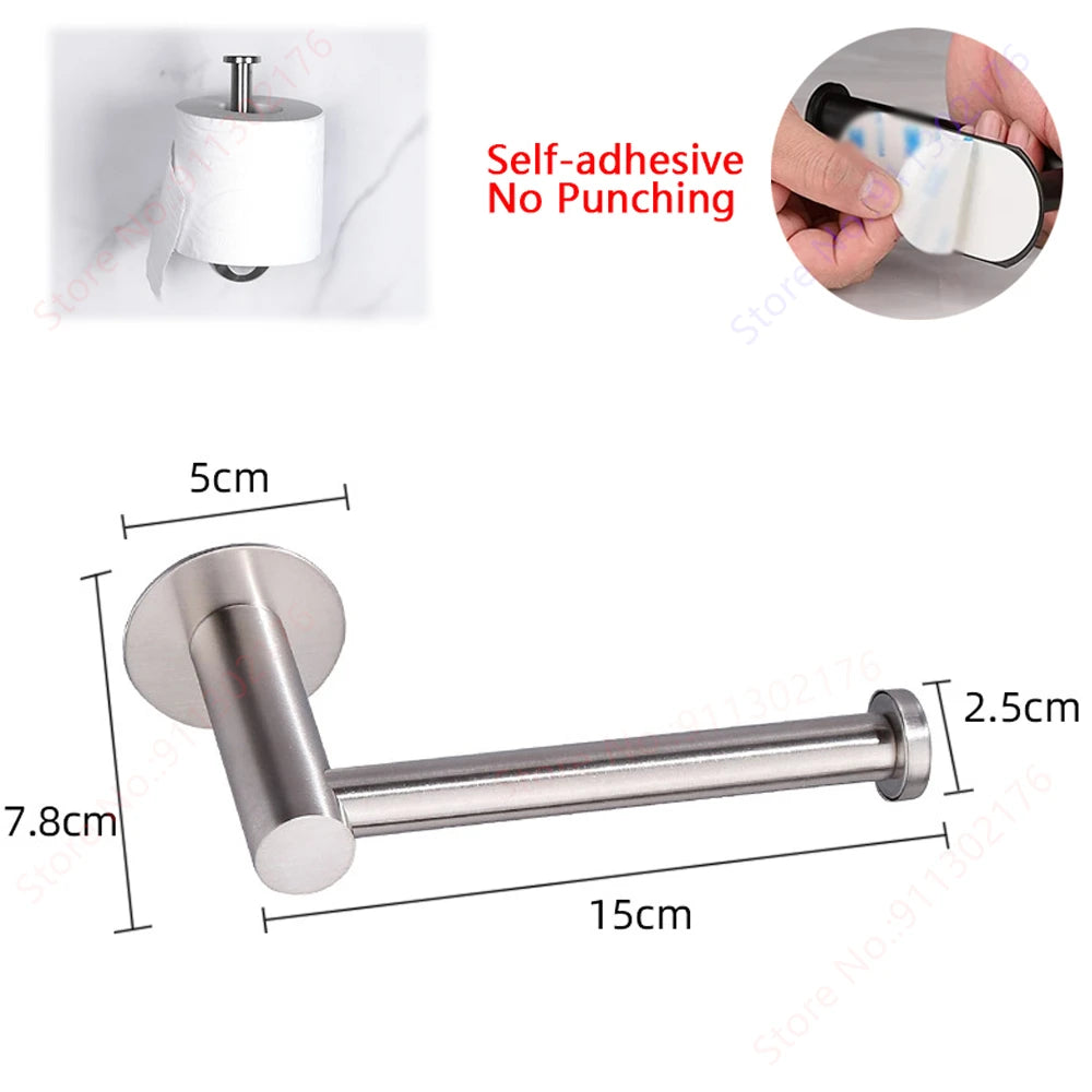 Self-Adhesive Toilet Paper Holder with Shelf