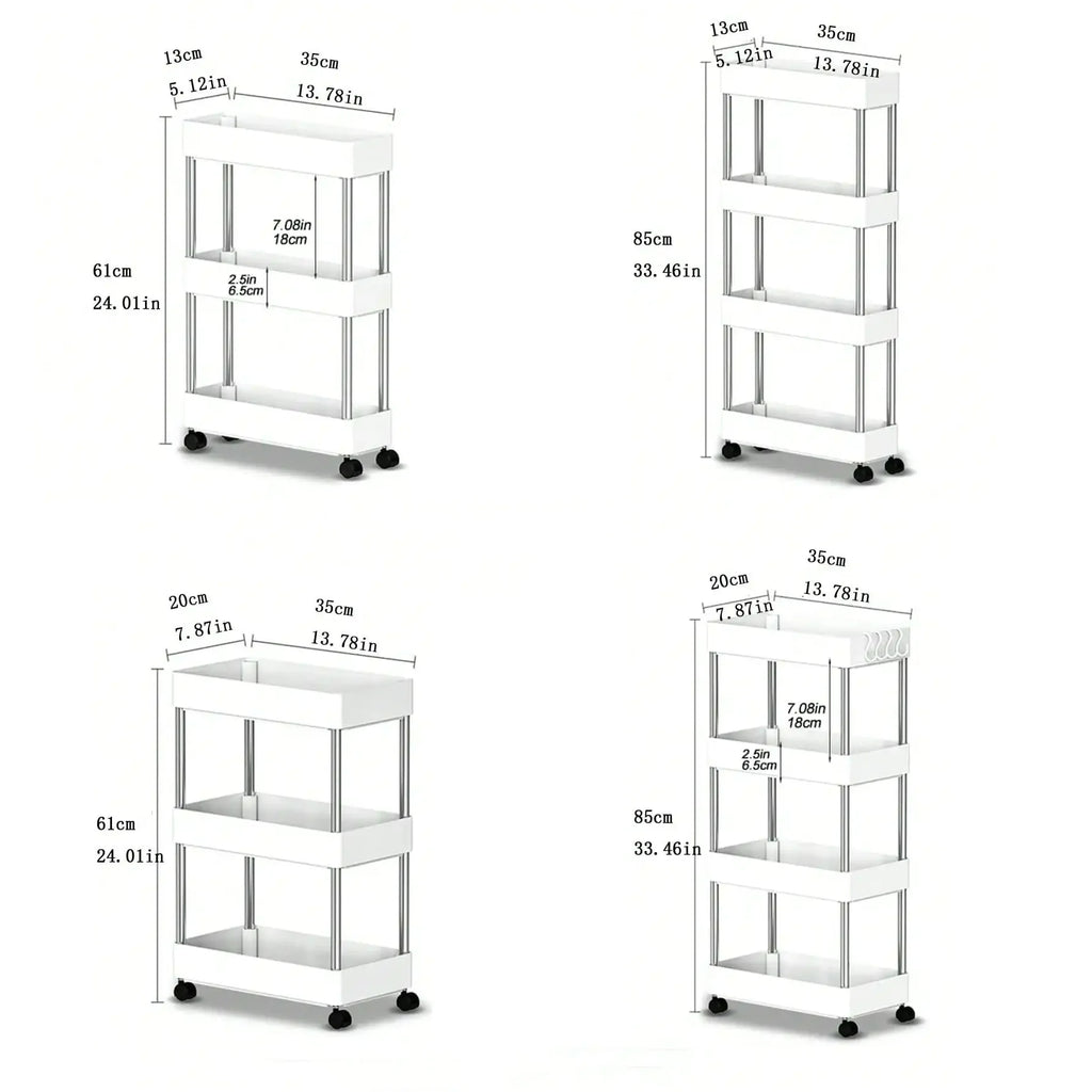 Slim Rolling Storage Cart – 3/4 Tier