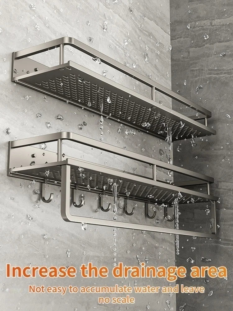 Wall-Mounted Aluminum Kitchen & Bathroom Shelf