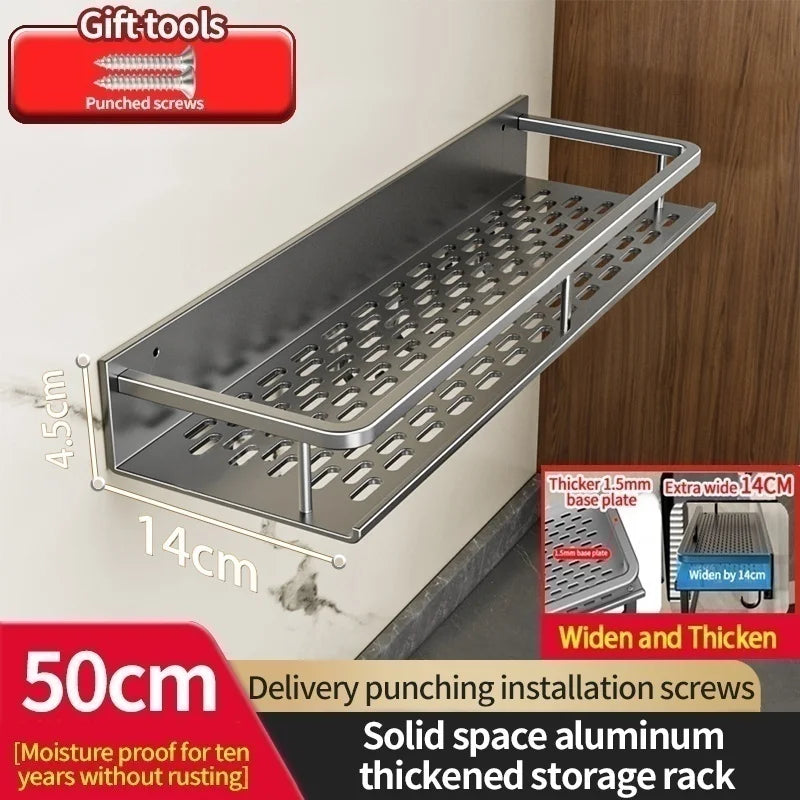 Wall-Mounted Aluminum Kitchen & Bathroom Shelf