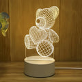 3D Acrylic Bear Lamp USB LED Night Light for Bedroom Home Christmas Xmas Decorations Birthday Wedding Gifts Creative Bear Design
