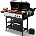 2-Burner Propane Gas & Charcoal Grill Combo with Side Burner