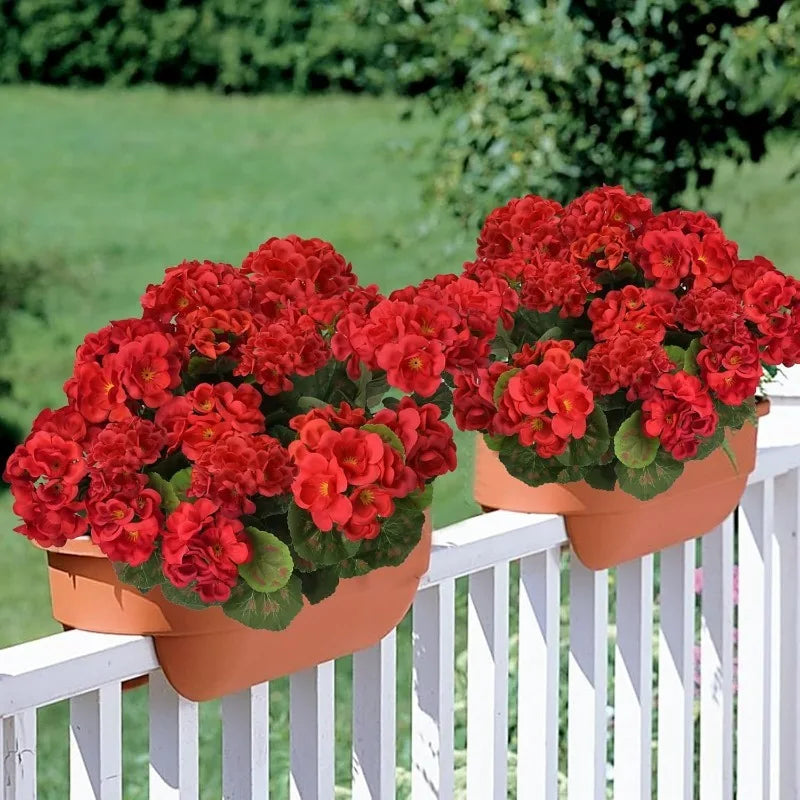 Artificial Red Geranium Flower Bush