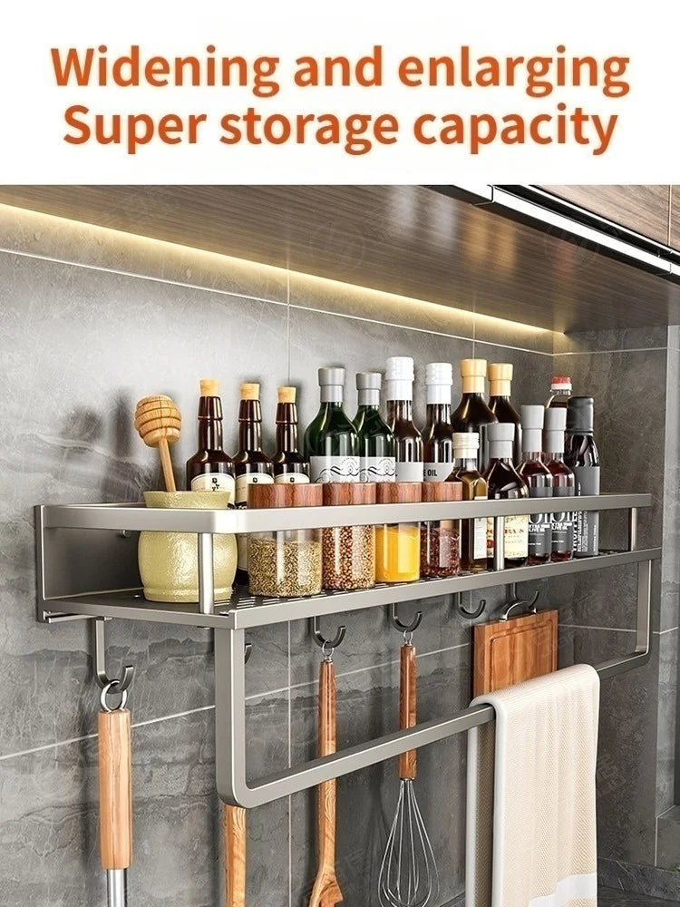 Wall-Mounted Aluminum Kitchen & Bathroom Shelf