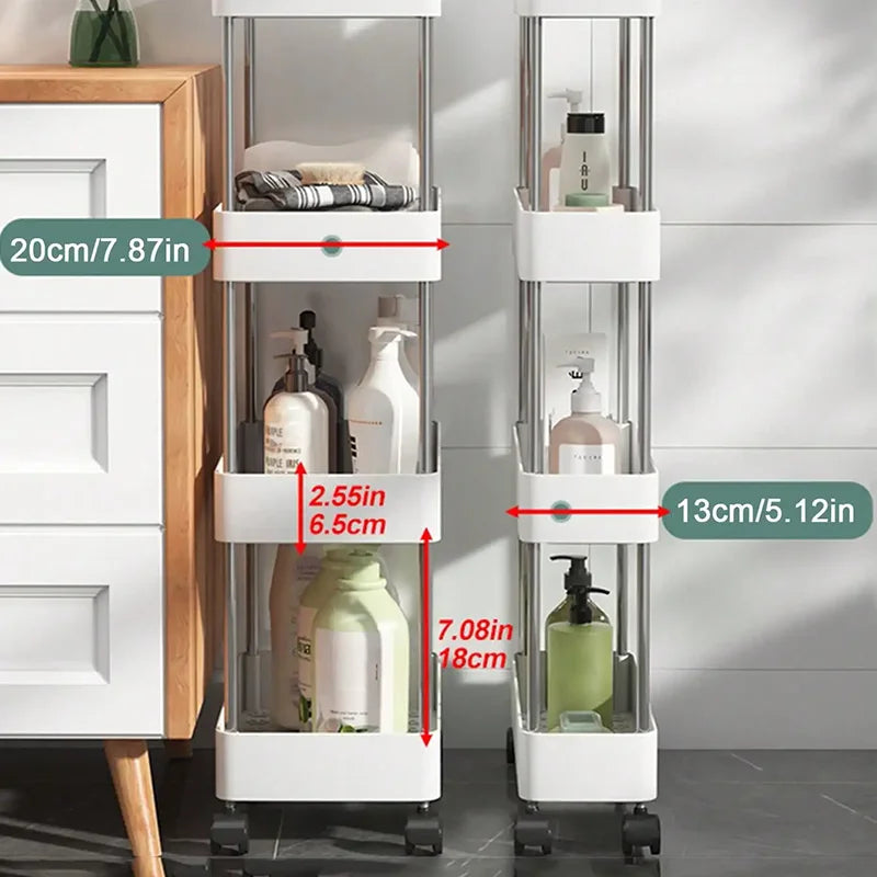 Slim Rolling Storage Cart – 3/4 Tier