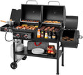 2-Burner Gas & Charcoal Grill Combo with Offset Smoker & Side Burner