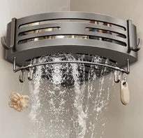 Homefish Wall Mounted Shower Corner Bathroom Shelf with Towel Bar and Hook Shampoo Holder for Bathroom Kitchen Storage Organizer