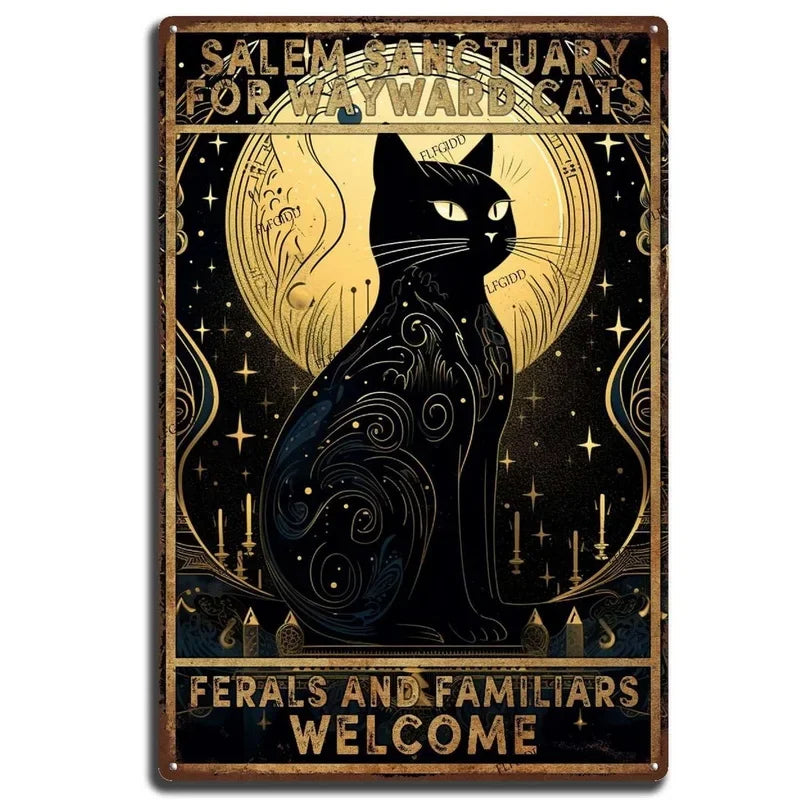 Funny Cat Coffee Metal Wall Sign