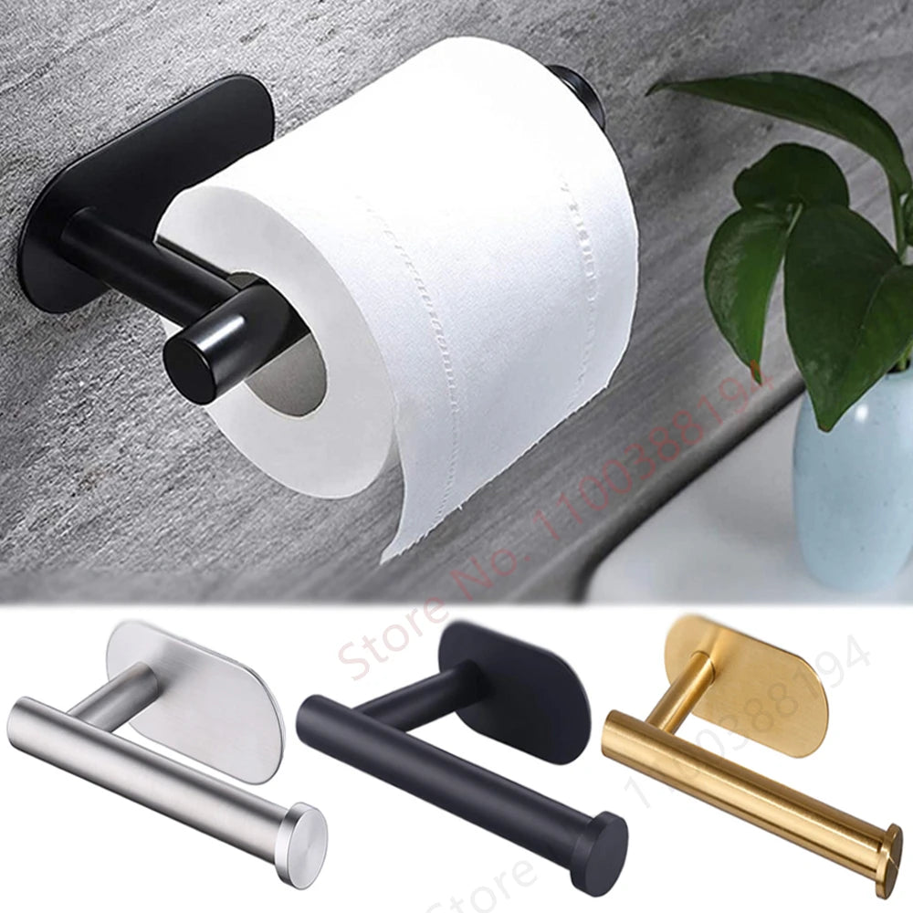 Self-Adhesive Toilet Paper Holder with Shelf