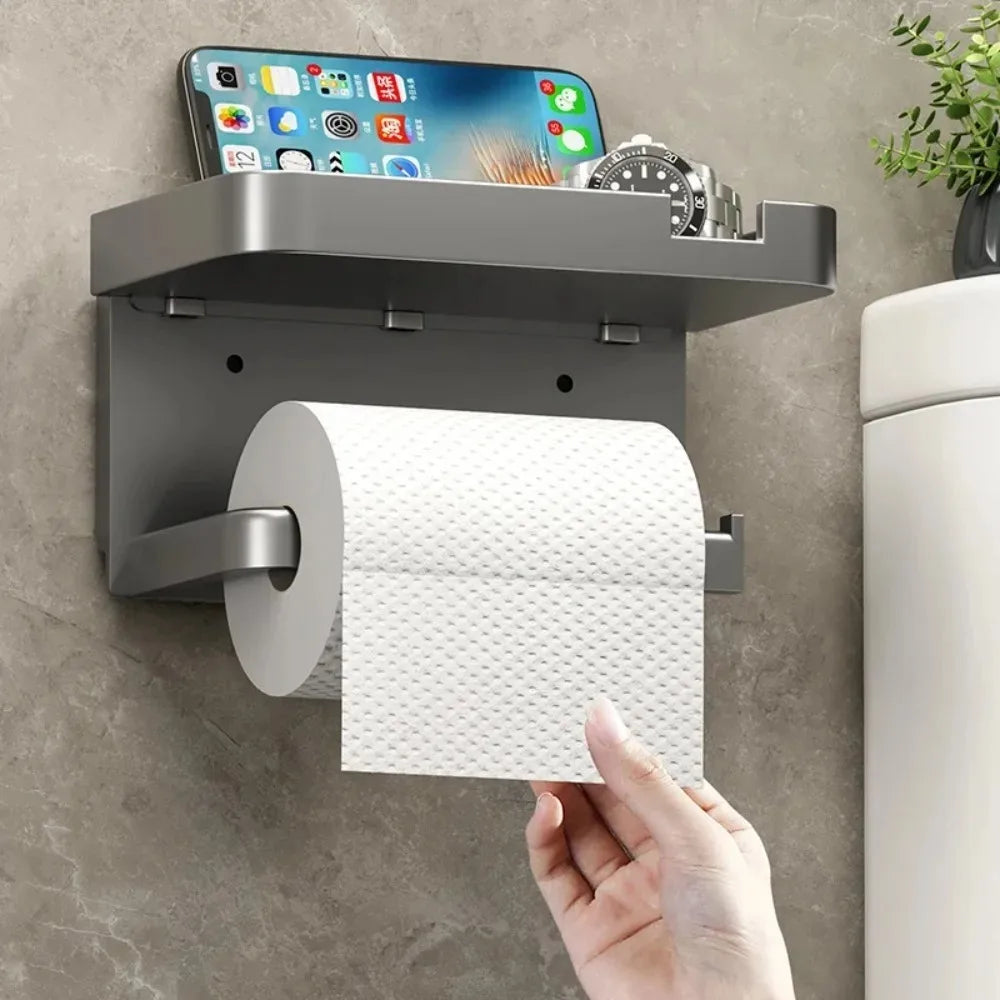 Wall-Mounted Paper Towel Holder & Shelf