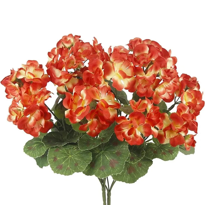 Artificial Red Geranium Flower Bush