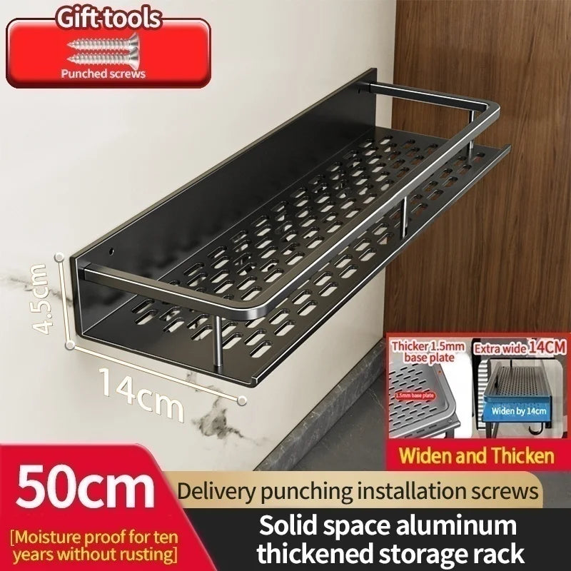 Wall-Mounted Aluminum Kitchen & Bathroom Shelf