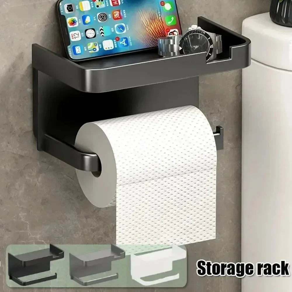 Wall-Mounted Paper Towel Holder & Shelf