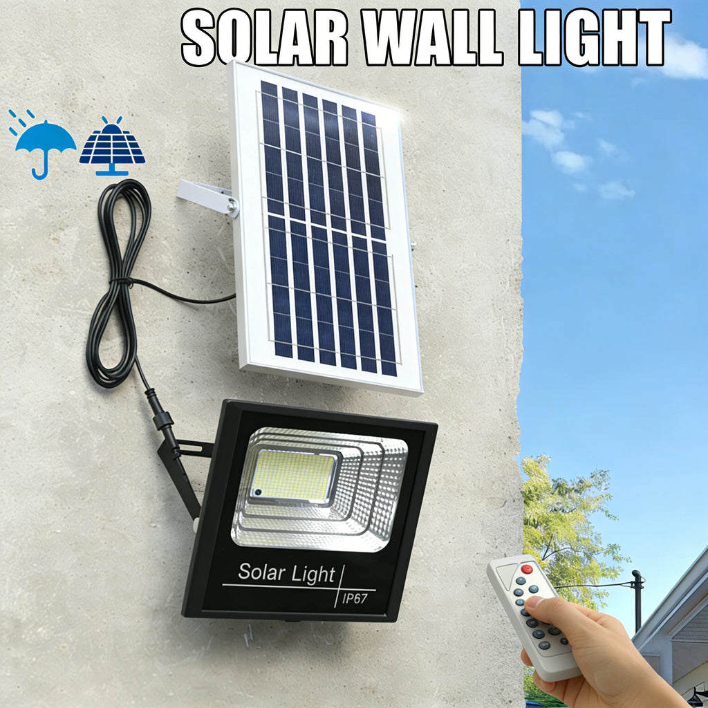 High Brightness 50W Solar Street Light Outdoor Flood Light with Remote & Reflector Security Spotlight for Garden, Patio, Pathway