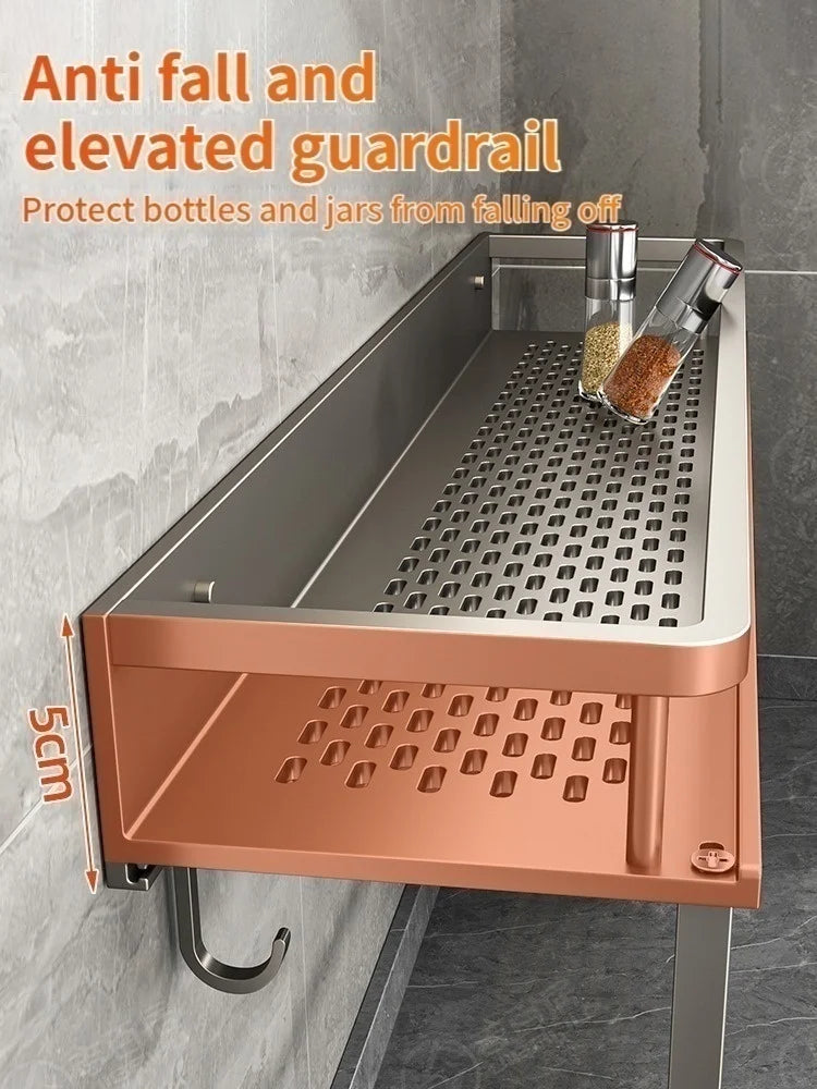 Wall-Mounted Aluminum Kitchen & Bathroom Shelf