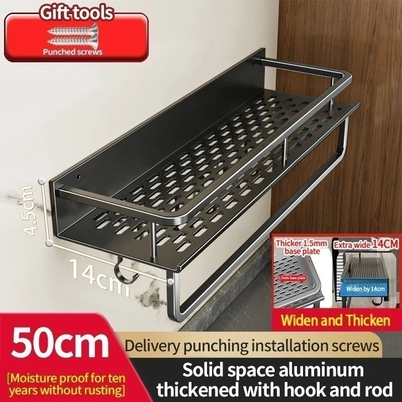 Wall-Mounted Aluminum Kitchen & Bathroom Shelf