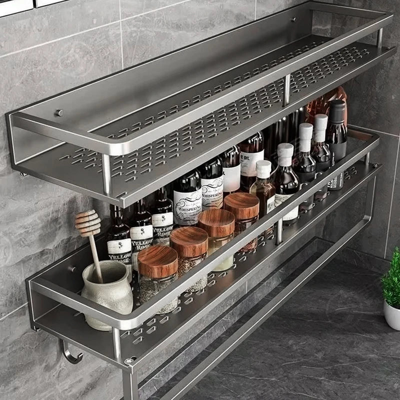 Wall-Mounted Aluminum Kitchen & Bathroom Shelf