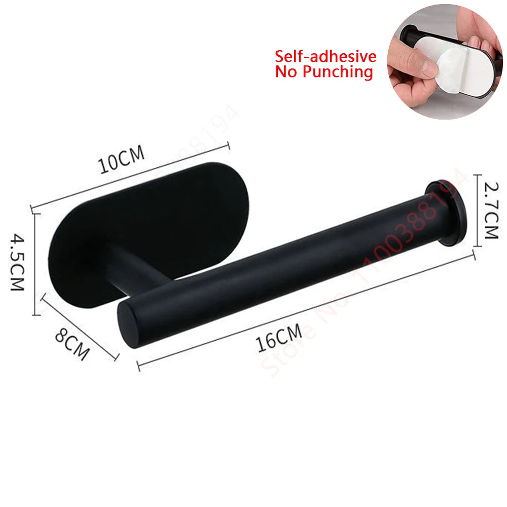 Self-Adhesive Toilet Paper Holder with Shelf