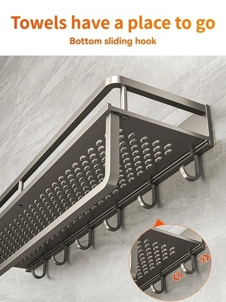 Wall-Mounted Aluminum Kitchen & Bathroom Shelf