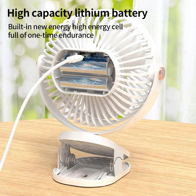 New 3 in 1 Portable Mini Clip Fan Rechargeable Air Circulator Wireless Electric Fan With Led Light Clip-on Home Handheld Fan