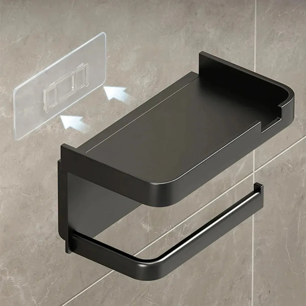 Wall-Mounted Paper Towel Holder & Shelf