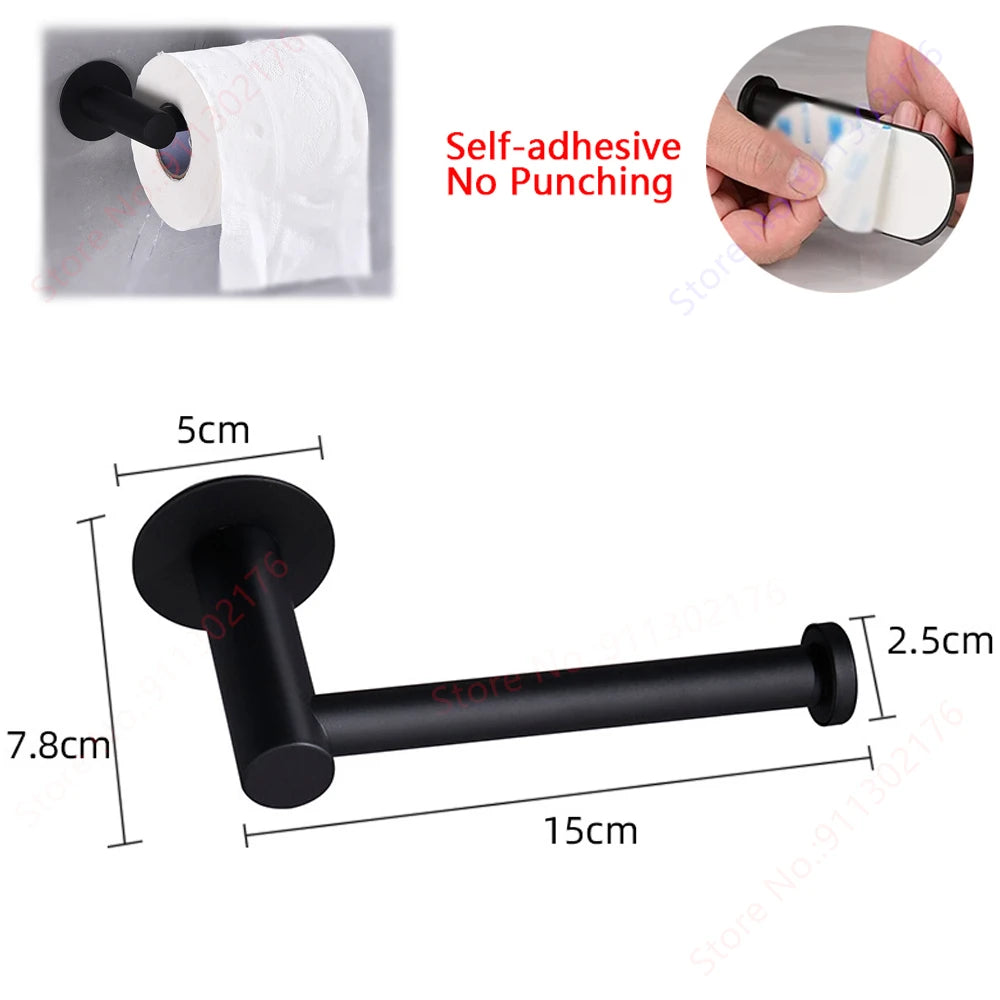 Self-Adhesive Toilet Paper Holder with Shelf