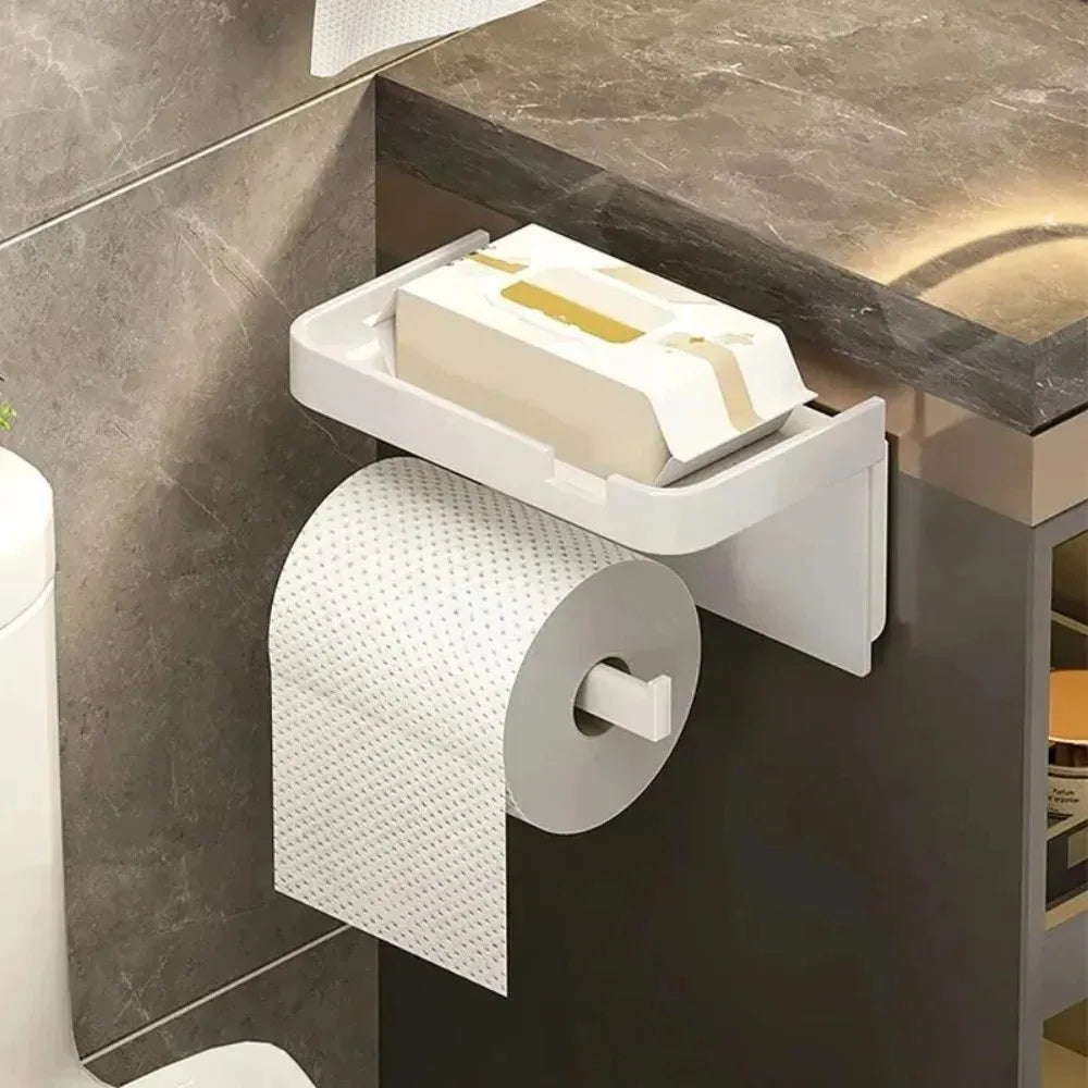 Wall-Mounted Paper Towel Holder & Shelf