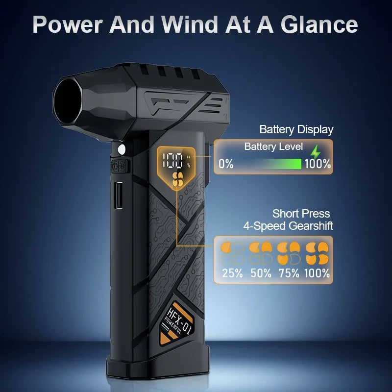 9000000RPH Turbo Jet Blower Violent Brushless Motor USB Rechargeable LED Light Portable Electric Air Duster for Car/PC Cleaning
